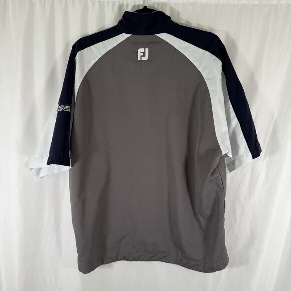 Footjoy Golf Jacket Men's Medium Grey Short Sleeve Zip Pockets 1/4 Zip Nicholas - Picture 9 of 12
